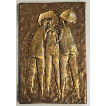 Luciano Morosi BASSORILIEVO OTTONE, Bagnanti QUADRO SCULTURA epoca '900 FORMELLA