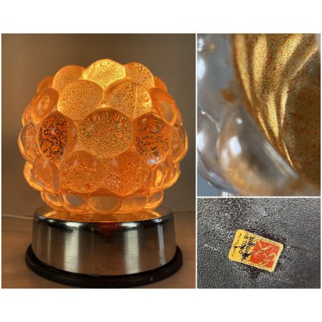 LAMPADA ABATJOURS Barovier&Toso VETRO MURANO PARALUME LENTI BOLLE ARANCIONE '70