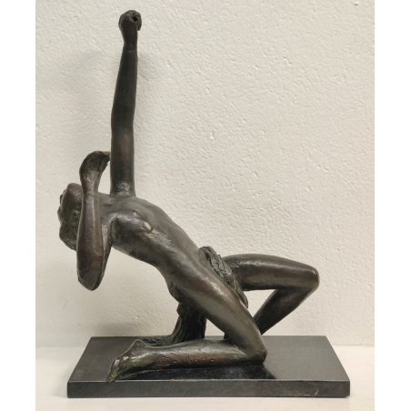 ANTICA SCULTURA BRONZO De Albertis EPOCA 800 figura dinamica STATUA NUDO UOMO