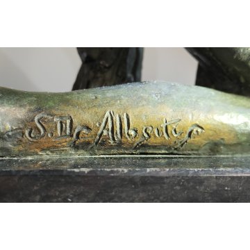 ANTICA SCULTURA BRONZO De Albertis EPOCA 800 figura dinamica STATUA NUDO UOMO