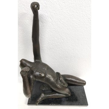 ANTICA SCULTURA BRONZO De Albertis EPOCA 800 figura dinamica STATUA NUDO UOMO