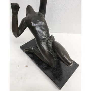 ANTICA SCULTURA BRONZO De Albertis EPOCA 800 figura dinamica STATUA NUDO UOMO