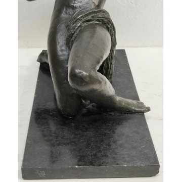 ANTICA SCULTURA BRONZO De Albertis EPOCA 800 figura dinamica STATUA NUDO UOMO