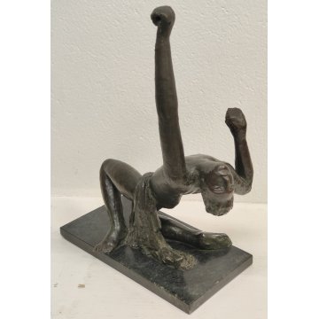 ANTICA SCULTURA BRONZO De Albertis EPOCA 800 figura dinamica STATUA NUDO UOMO