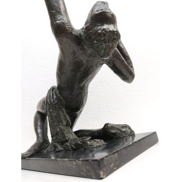 ANTICA SCULTURA BRONZO De Albertis EPOCA 800 figura dinamica STATUA NUDO UOMO