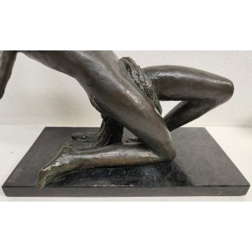 ANTICA SCULTURA BRONZO De Albertis EPOCA 800 figura dinamica STATUA NUDO UOMO