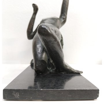 ANTICA SCULTURA BRONZO De Albertis EPOCA 800 figura dinamica STATUA NUDO UOMO