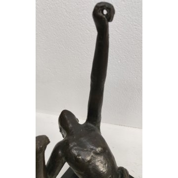ANTICA SCULTURA BRONZO De Albertis EPOCA 800 figura dinamica STATUA NUDO UOMO