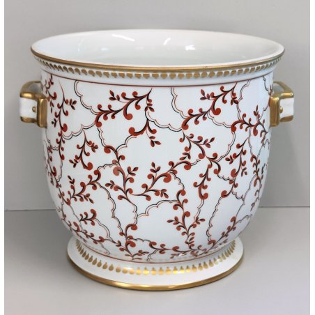 CENTROTAVOLA Porcellana SEVRES Francia CACHEPOT DIPINTO FIORI ORO Vaso Anfora