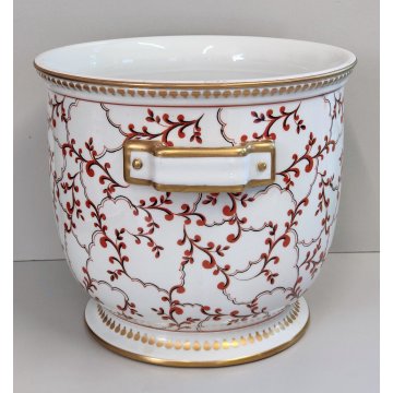 CENTROTAVOLA Porcellana SEVRES Francia CACHEPOT DIPINTO FIORI ORO Vaso Anfora