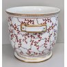 CENTROTAVOLA Porcellana SEVRES Francia CACHEPOT DIPINTO FIORI ORO Vaso Anfora