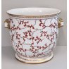 CENTROTAVOLA Porcellana SEVRES Francia CACHEPOT DIPINTO FIORI ORO Vaso Anfora