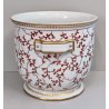 CENTROTAVOLA Porcellana SEVRES Francia CACHEPOT DIPINTO FIORI ORO Vaso Anfora