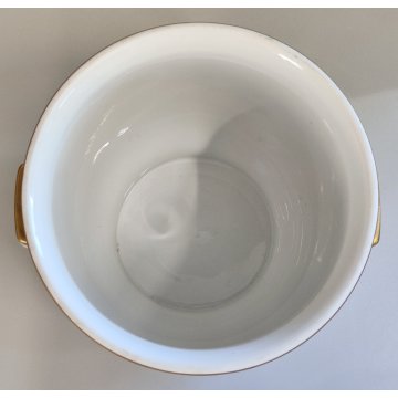CENTROTAVOLA Porcellana SEVRES Francia CACHEPOT DIPINTO FIORI ORO Vaso Anfora