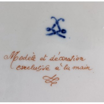 CENTROTAVOLA Porcellana SEVRES Francia CACHEPOT DIPINTO FIORI ORO Vaso Anfora