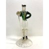 FIGURA RINASCIMENTALE Salviati VETRO SOFFIATO MURANO VERDE AVVENTURINA ORO '50