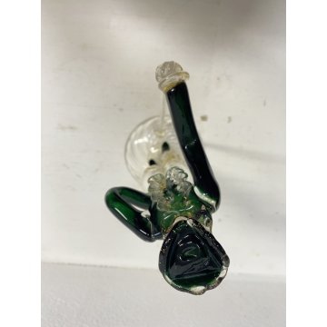 FIGURA RINASCIMENTALE Salviati VETRO SOFFIATO MURANO VERDE AVVENTURINA ORO '50