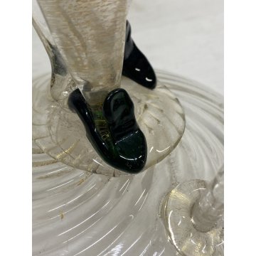 FIGURA RINASCIMENTALE Salviati VETRO SOFFIATO MURANO VERDE AVVENTURINA ORO '50