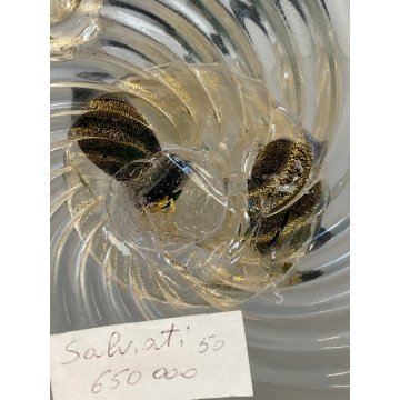 FIGURA RINASCIMENTALE Salviati VETRO SOFFIATO MURANO VERDE AVVENTURINA ORO '50