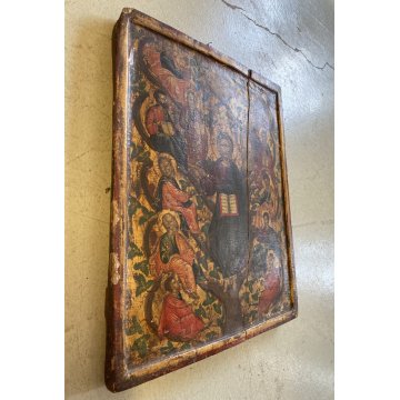 ICONA RUSSA RELIGIOSA GESU' DODICI  APOSTOLI La vera vite LEGNO ARTE SACRA XVIII