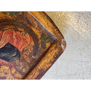 ICONA RUSSA RELIGIOSA GESU' DODICI  APOSTOLI La vera vite LEGNO ARTE SACRA XVIII