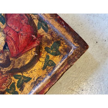 ICONA RUSSA RELIGIOSA GESU' DODICI  APOSTOLI La vera vite LEGNO ARTE SACRA XVIII