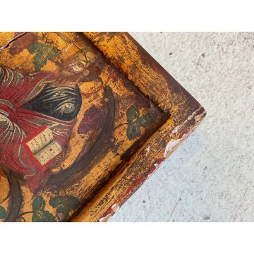 ICONA RUSSA RELIGIOSA GESU' DODICI  APOSTOLI La vera vite LEGNO ARTE SACRA XVIII