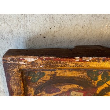 ICONA RUSSA RELIGIOSA GESU' DODICI  APOSTOLI La vera vite LEGNO ARTE SACRA XVIII