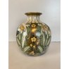 VASO PORCELLANA G. Fieravino DECORO DISEGNO FIOREALE VERDE ORO  ø 17 cm