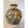 VASO PORCELLANA G. Fieravino DECORO DISEGNO FIOREALE VERDE ORO  ø 17 cm
