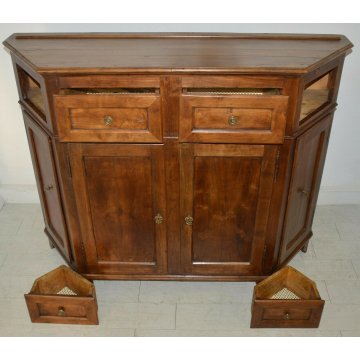 ANTICA CREDENZA SCANTONATA epoca 800 LEGNO CILIEGIO ANCIENT WOODEN FURNITURE