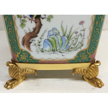 GRANDE VASO ANFORA Porcellana Kaiser DIPINTO Fiori Uccelli CHINOISERIE W Germany