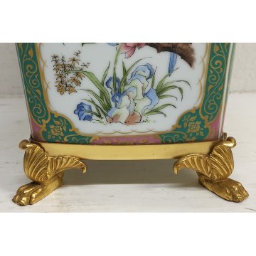 GRANDE VASO ANFORA Porcellana Kaiser DIPINTO Fiori Uccelli CHINOISERIE W Germany