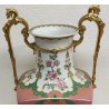GRANDE VASO ANFORA Porcellana Kaiser DIPINTO Fiori Uccelli CHINOISERIE W Germany