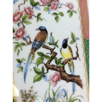 GRANDE VASO ANFORA Porcellana Kaiser DIPINTO Fiori Uccelli CHINOISERIE W Germany