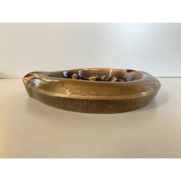 POSACENERE SCULTURA BRONZO DORATO BASSORILIEVO Fonderie D'Arte Fracaro ø23cm '90