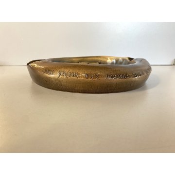 POSACENERE SCULTURA BRONZO DORATO BASSORILIEVO Fonderie D'Arte Fracaro ø23cm '90