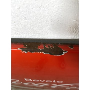 INSEGNA VINTAGE WALL SIGN BEVETE Coca-Cola METALLO SMALTATO 90X90cm '70s ITALIA