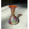 VASO VETRO MURANO Paolo Venini POLICROMO FINE GIORNATA FOGLIA ARGENTO 21cm/h 50s