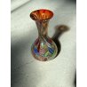 VASO VETRO MURANO Paolo Venini POLICROMO FINE GIORNATA FOGLIA ARGENTO 21cm/h 50s