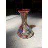 VASO VETRO MURANO Paolo Venini POLICROMO FINE GIORNATA FOGLIA ARGENTO 21cm/h 50s