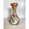 VASO VETRO MURANO Paolo Venini POLICROMO FINE GIORNATA FOGLIA ARGENTO 21cm/h 50s