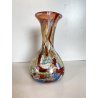 VASO VETRO MURANO Paolo Venini POLICROMO FINE GIORNATA FOGLIA ARGENTO 21cm/h 50s