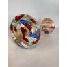 VASO VETRO MURANO Paolo Venini POLICROMO FINE GIORNATA FOGLIA ARGENTO 21cm/h 50s