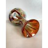 VASO VETRO MURANO Paolo Venini POLICROMO FINE GIORNATA FOGLIA ARGENTO 21cm/h 50s