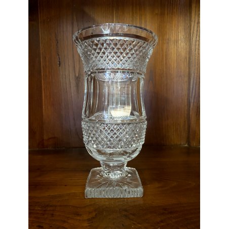VASO COPPA VINTAGE CRISTALLO BOEMIA MOLATO BOHEMIAN CRYSTAL VASE 25 cm/h