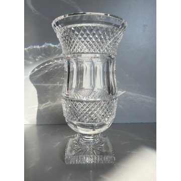 VASO COPPA VINTAGE CRISTALLO BOEMIA MOLATO BOHEMIAN CRYSTAL VASE 25 cm/h