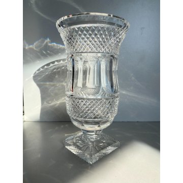 VASO COPPA VINTAGE CRISTALLO BOEMIA MOLATO BOHEMIAN CRYSTAL VASE 25 cm/h
