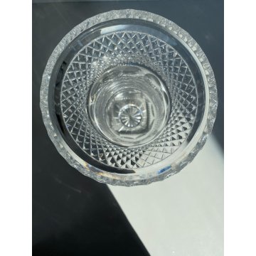 VASO COPPA VINTAGE CRISTALLO BOEMIA MOLATO BOHEMIAN CRYSTAL VASE 25 cm/h