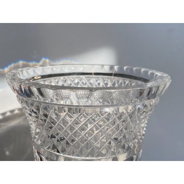 VASO COPPA VINTAGE CRISTALLO BOEMIA MOLATO BOHEMIAN CRYSTAL VASE 25 cm/h